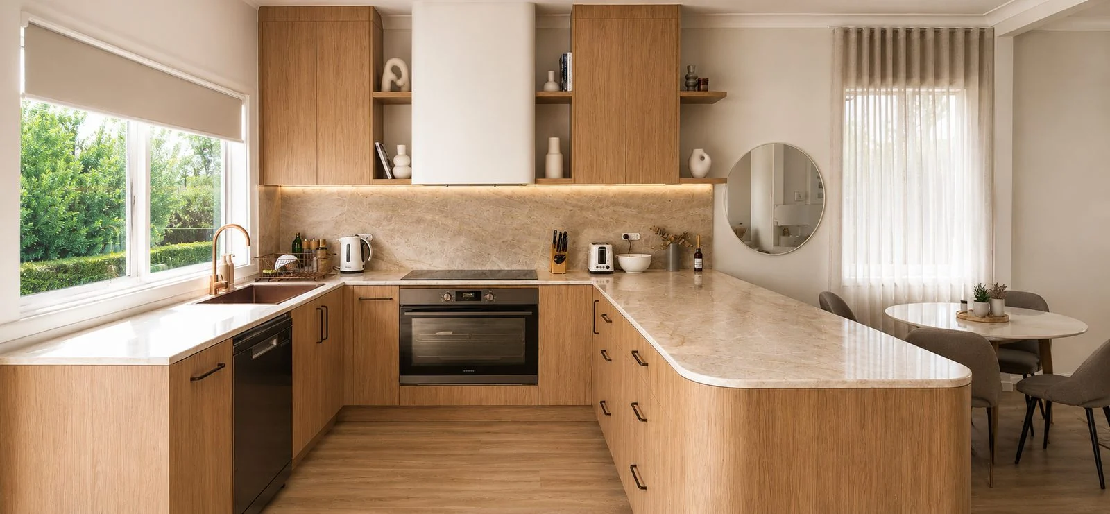 custom timber kitchen with stone benchtops sydney