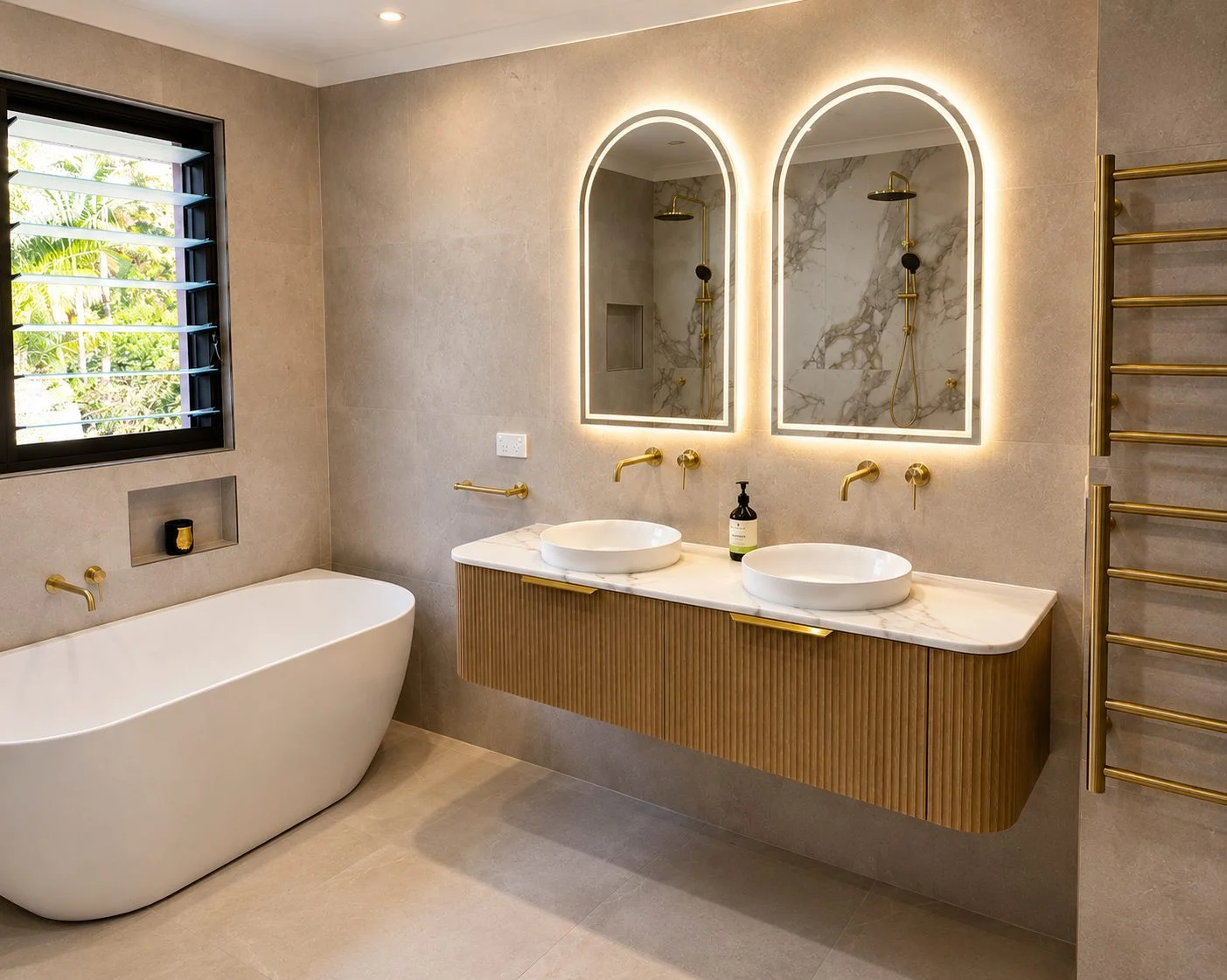 ensuite bathroom renovation with fluted vanity sydney
